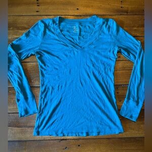 GAP Light Blue/Teal V-Neck Long Sleeve Top